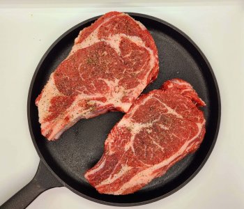 Juicy prime rib steak.